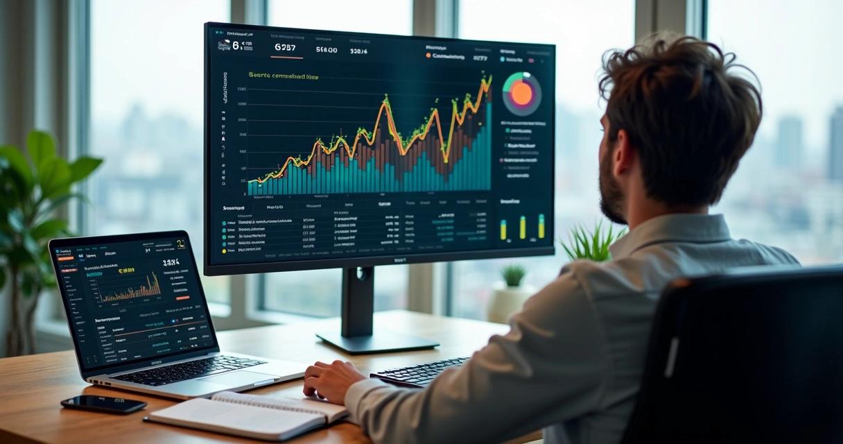 Digital marketing services in USA with a professional analyzing campaign analytics and performance data, reflecting a best digital marketing agency in USA
